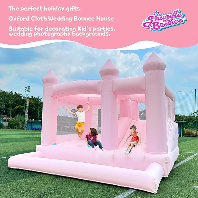 13FT Pink Inflatable Bounce House Big Castle with Ball Pit and Slide Bounce House for Kids 3-12 Indoor and Outdoor Bouncing Castles with Hair Dryers Birthday Parties Inflatable Party Supplies