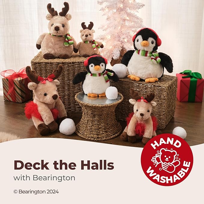 Bearington Big Bucky Reindeer Stuffed Animal, 11.5 Inch Christmas Plush Gifts for Kids, for Ages 3-14