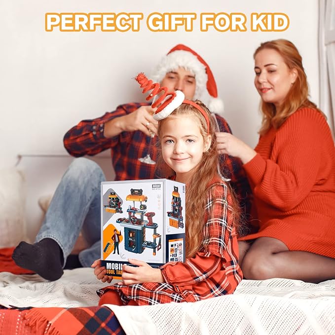 Kids Tool Bench with Kids Tool Set, Three Modes Toddler Tool Bench with Electric Drill Set, Pretend Construction Toys Kid Workbench, Toddler Workbench Tool Bench for Kid Ages 3-5 6-8