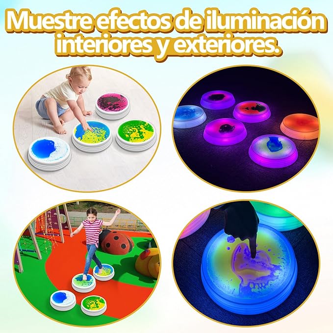 Light Up Liquid Stepping Stones - 1 Round Blue Liquid Stepping Stone with 7 Glow Colors, Indoor Obstacle Training Balancing Stepping Stone Toy for Kids Ages 3 4 5 6 and Up.