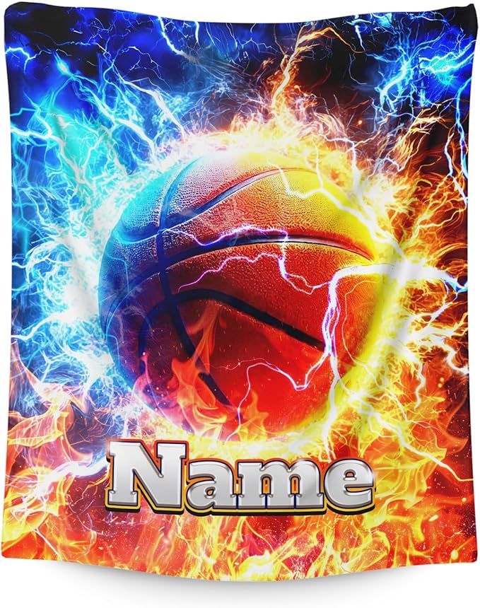 Basketball Gifts for Kids Teens Adults - Personalized 80x60 Inches Twin Size Lightweight Soft Flannel Blankets for Sports Lovers Basketball Throws Decor Ideas for Him