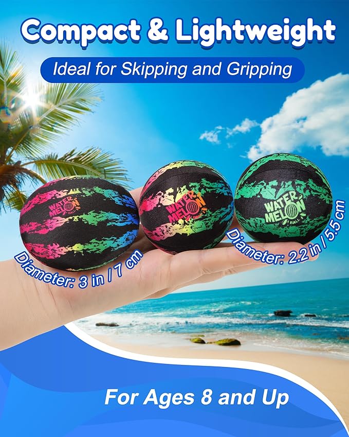 Watermelon Ball Water Skipping Ball – Water Pool Toys & Bouncing Games for Swimming Pool, Beach & Lake, Perfect for Kids Ages 8-12, Teens & Family Fun, Summer Must Have
