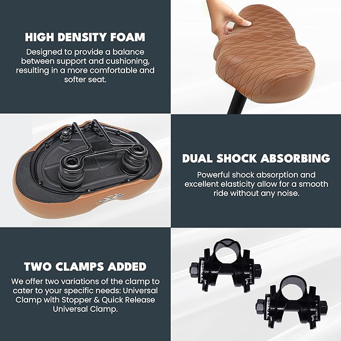 X WING New-Age Noseless Bike Seat Cushion for Men & Women - Extra Padding & Wide - Suitable for City, Electric, Stationary Bikes - Compatible with Peloton Bikes – Wide Winged Bike Seat with Cushion