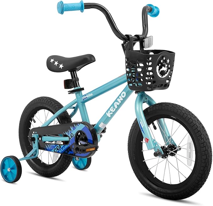 KEANO Cervine 14 16 20 Inch Kids Bike for Boys Girls Ages 3-10 Years, 14 16 Inch Toddler BMX Bikes with Training Wheels and Basket, 20 in Children Bicycles with Kickstand