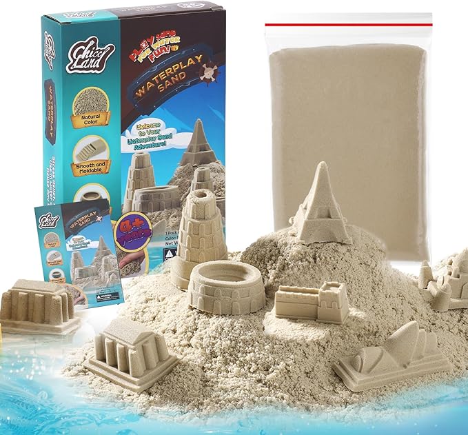 Waterplay & Sensory Play Sand - 2.2lb Moldable, Non-Toxic Sand for Kids Ages 4+, for Indoor/Outdoor Sandbox, Water Table & Sensory Play, Mess-Free, Easy Clean, Resealable Bag