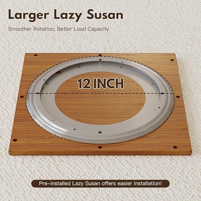 YOWOS Rotating Bookshelf Tower, 360 Display Spinning Bookcase, Bamboo Bookshelf Floor Standing Storage Rack, Wood Narrow Book Shelf Organizer for Kids&Adults (Walnut, 4 Tier)