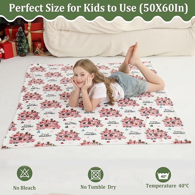 Softan Kids Throw Blanket for Girls & Boys, Warm Soft Toddler Fleece Blankets for Sofa Couch Bed， Cozy Fuzzy Plush Flannel Kids Throw Blanket for Daycare & School - Pink Car 50x60 inches