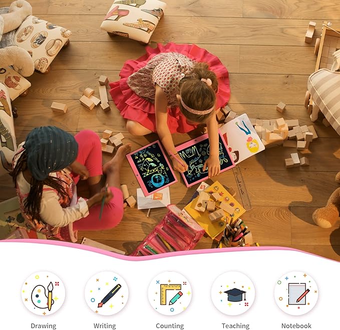 LCD Writing Tablet for Kids, 15 Inch Colorful Electronic Doodle Board, Educational Learning Kids Drawing Tablet Toys, Christmas Birthday Gift for 3 4 5 6 7 8 9 Year Old Girls Boy