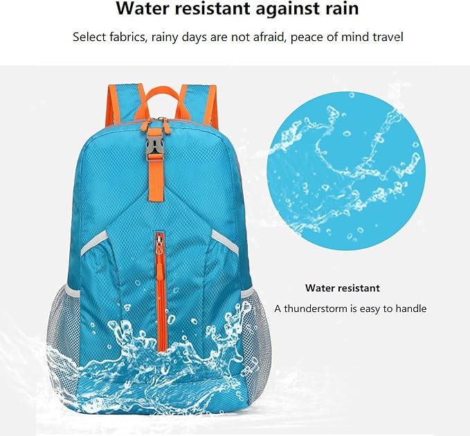 25L Foldable Hiking Backpack Lightweight Packable Basic-Daypack Collapsible Bag Water-Resistant Travel Men Women Camping Cycling Outdoor (Blue)