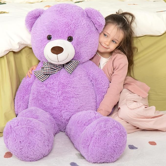 MaoGoLan Giant Teddy Bear 4 Feet,Adorable and Cuddly Big Bear Stuffed Animal 47", Classic Teddy Bear Plush Gift Decoration for Baby Shower,Party,Birthday,Valentines Day,Purple