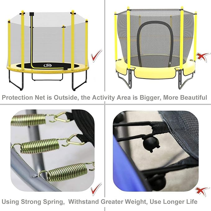 LANGXUN 60" Trampoline for Kids, 5ft Toddler Mini 6-in-1 Trampoline Indoor Outdoor with Swing, Basketball Hoop, Dart Board, Rings, Christmas Toys Birthday Gifts for Girls Boys