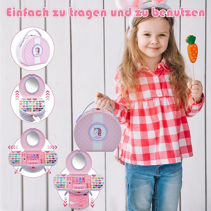 Kids Washable Makeup Girls Toys - Real Makeup Kit for Little Girls, Kid Make up Set for Toddlers Children Princess Dress Up Birthday Gifts Toy for 3 4 5 6 7 8 9 10 11 12 Year Old Girl (Pastel Violet)