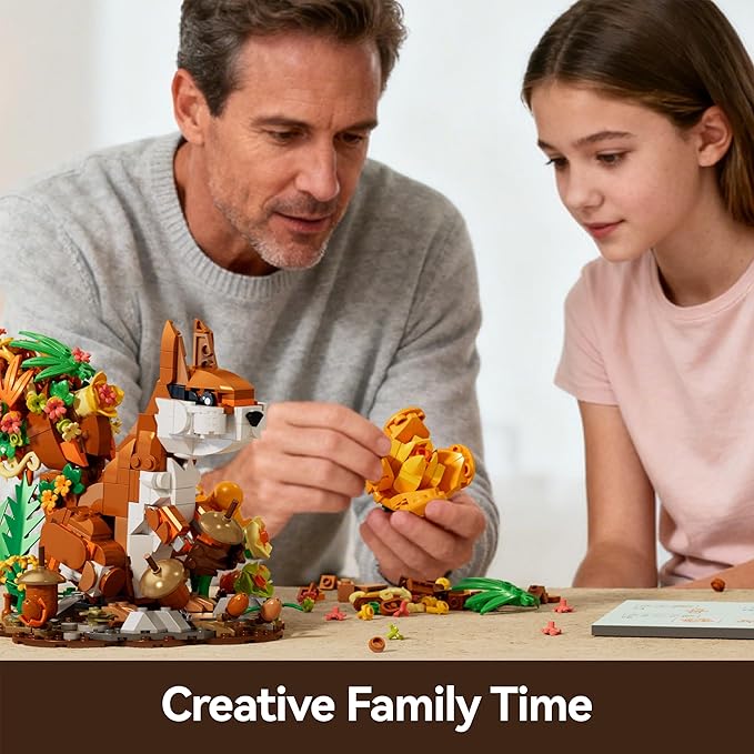 Squirrel MOC Building Sets, Autumn Forest Squirrel Building Blocks Set for Adults, MOC Squirrel Animal Building Kit Model Gifts, Autumn Forest Squirrel Collectible Display, 737PCS