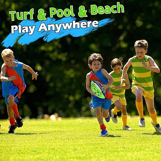 Pool Football & Water Football 2 Pack | 10.6in Oversized Beach Toys with Enhanced 3-Layer Grip | for Swimming Pool, Beach Games & Family Fun | Includes Pump, Net Bag & Gift Box (Kids Ages 8-12)