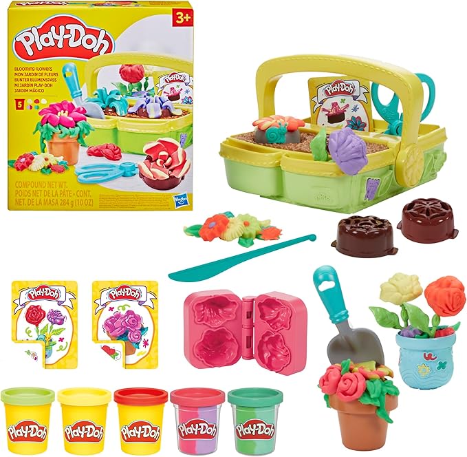 Play-Doh Blooming Flower Garden Toy Playset, Nature Pretend Play, Kids Arts & Crafts, Christmas Stocking Stuffer Gifts, Ages 3+