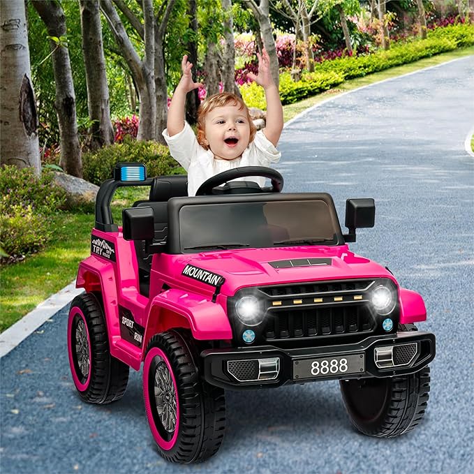 12V Kids Ride-on Truck with Parent Remote Control,All-Terrain Electric Car with Twin 35w Motors, 3 Speeds & Spring Suspension,LED Lights for Fun Night Drives,Ideal Gift for Boys & Girls