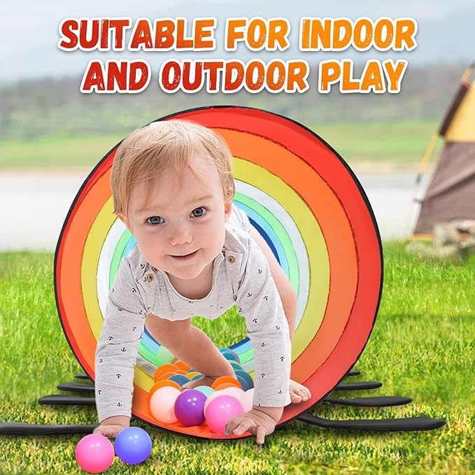 Moncoland Kids Play Tunnel Tent for Toddlers, Pack of 2 Colorful Pop Up Crawl Tunnel Toy Baby or Pet, Collapsible Gift Boy and Girl Tunnel Indoor Outdoor Game