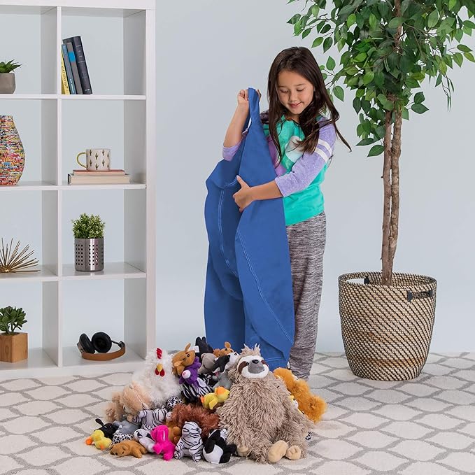 Posh Stuffable Kids Stuffed Animal Storage Bean Bag Chair Cover - Childrens Toy Organizer, Large 38" - Solid Royal Blue