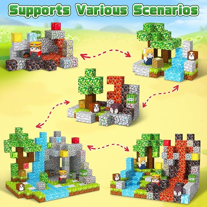 Magnetic Blocks, 100 PCS Magnetic Building Blocks Cubes - Stacking Magnet Toys for Kids Toddlers Ages 4-8 8-12, Magnetic Tiles STEM Toys Christmas Birthday Gifts for Boys Girls (0.8IN/2CM)