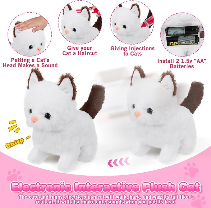 33Pcs Pet Doctor Kit for Toddlers - Dress Up Costume & Pretend Doctor Play Set with Cat Toy, Stethoscope, Pet Vet Roleplay Toys, Christmas Birthday Gifts for Ages 3 4 5 6 7 8 Year Old Boys Girls