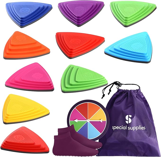 Special Supplies 10 Stepping Stones for Kids Indoor and Outdoor Balance Blocks Promote Coordination, Balance Strength Child Safe Rubber, Non-Slip Edging