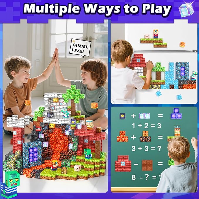 150PCS Magnetic Blocks Toys, Build Mine Magnet World Set, Magnetic Tiles Building for Boys & Girls Age 4-8 5-7, STEM Montessori Sensory Toys for Toddlers Kids Gifts