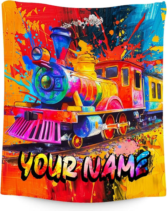 Boys Blanket - Train Blankets Gifts for Toddler Kids - Soft Flannel Throw for Room Decor Bed - 4 Sizes