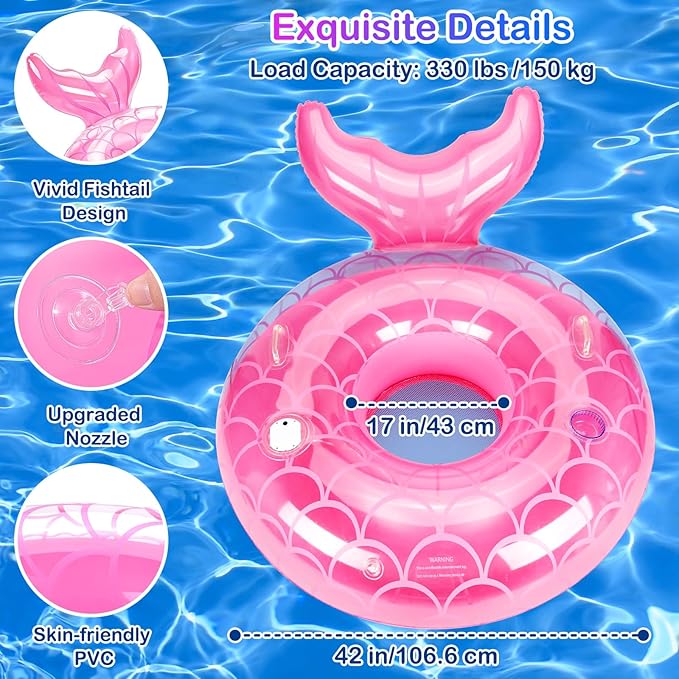 MoKo Inflatable Swimming Ring, Cute Pool Float Tube Decorations Swim Tubes Outdoor Pool Beach Water Floats Party Supplies Floaties