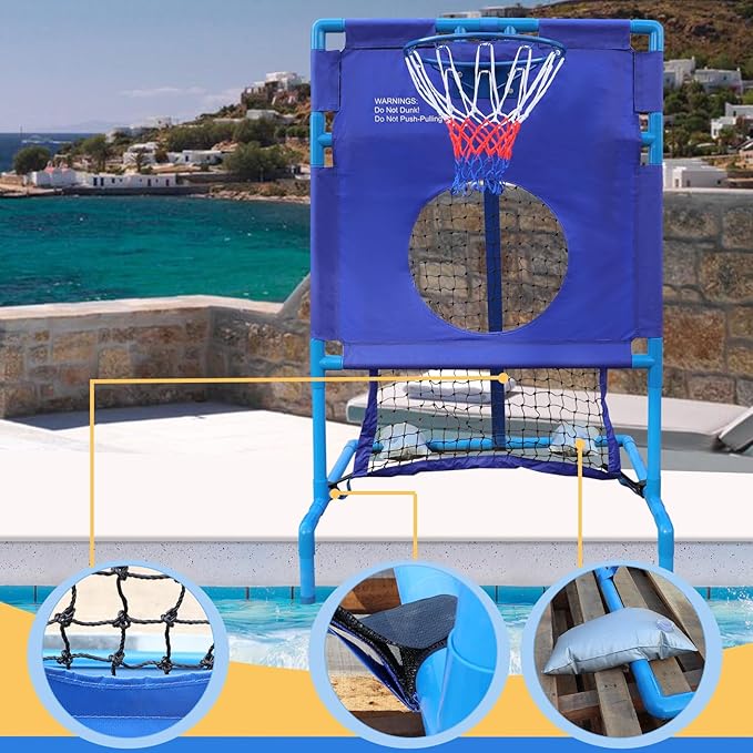 2-in-1 Pool Goal Set - Football & Basketball Fun for Everyone!