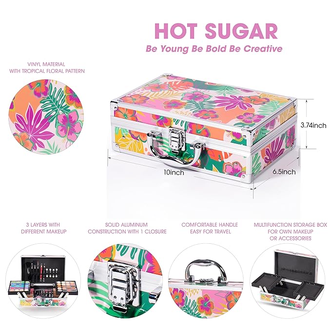 Hot Sugar Makeup Kit for Women Full Kit, Teen Girls Makeup Set Ages 8-16 for Birthday & Christmas (Tropical)