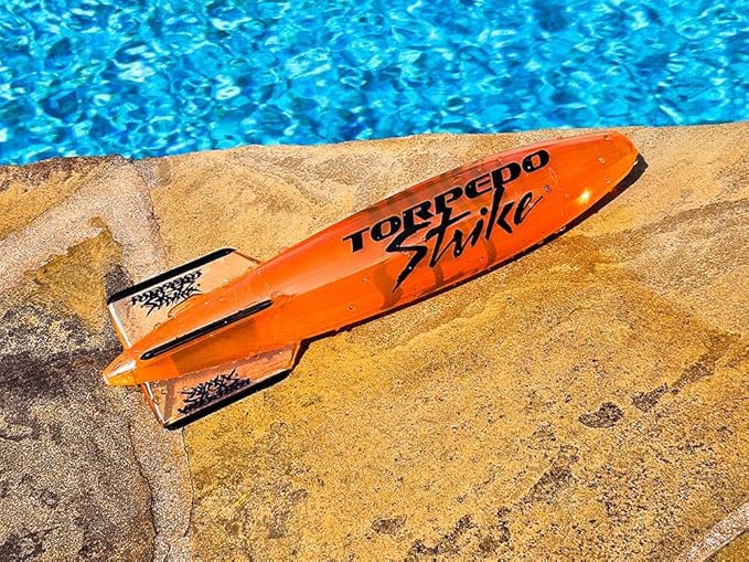 DartFin 11.25" Pro Size Ultra Premium Pool Torpedo Rocket Glides Up to 40 Feet Like Underwater Football for Underwater Passing Games Underwater Torpedo Large Diving Toy Glider (Orange)