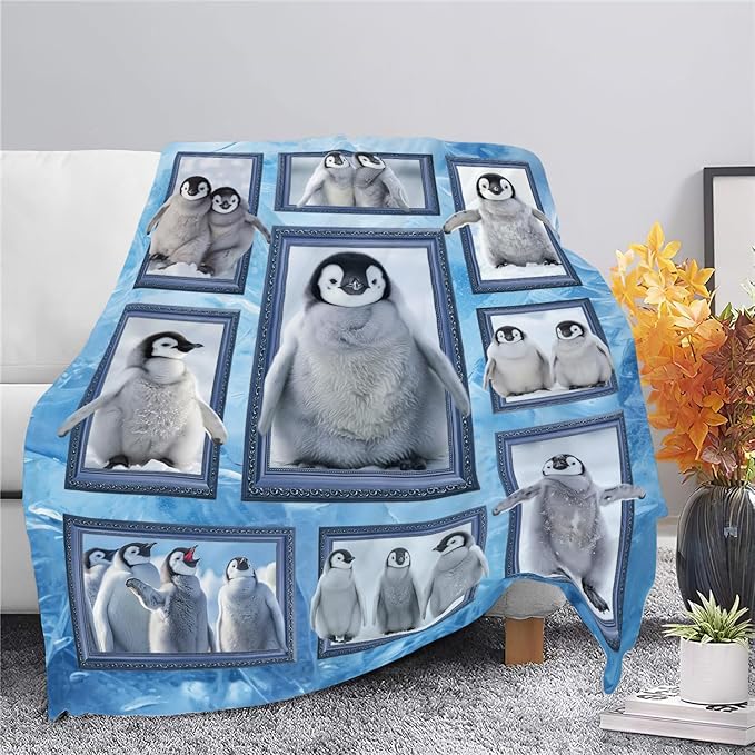 Penguin Blanket Penguin Throw Blanket Gifts for Girls Women Kids Boys Adults Men Super Soft Cozy Plush Fluffy Fuzzy Fleece Blanket Home Decor 50''X60''