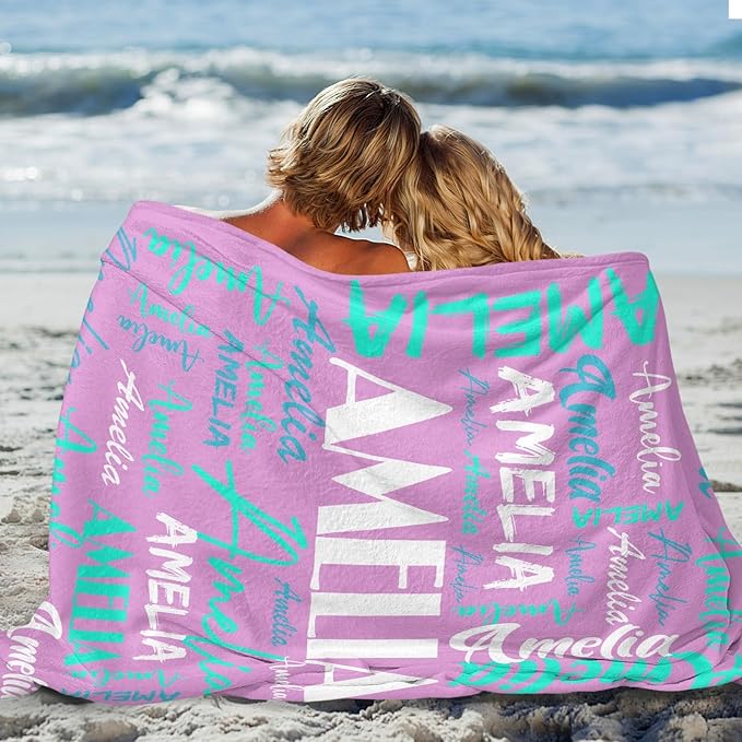 Dr.TOUGH Personalized Name Blanket Personalized Blanket for Adult Kids Flannel Customized Personalized Blankets and Throws