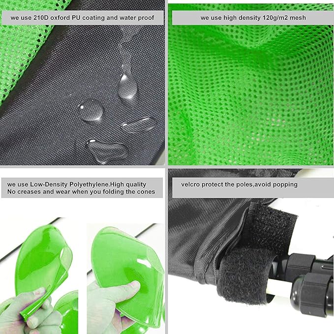 Poray Soccer Goal for Kid Easy-up Set of Two Portable Soccer Net 210D Oxford with 8 Field Marker Cones Extra Stakes Fun for Backyard and Soccer Training