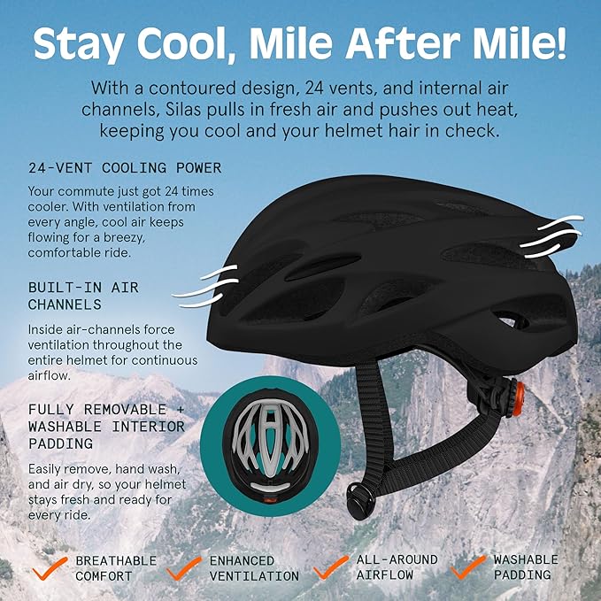 Retrospec Silas Adult Bike Helmet with Light for Men & Women - Lightweight, Comfortable