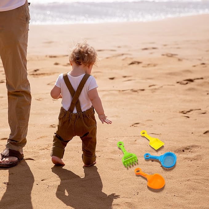 Skylety 8 Pieces Kids Beach Sand Shovels Colorful Plastic Rake Sand Sifter Toy Shovel for Teens Garden Summer Beach Toys(Fresh Style)