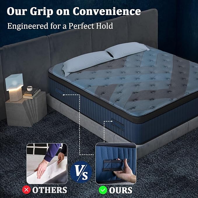 10 Inch Queen Size Mattress in a Box, Medium Firm Hybrid with Lumbar Foam and Zoned Pocket Springs for Pressure Relief and Edge Support