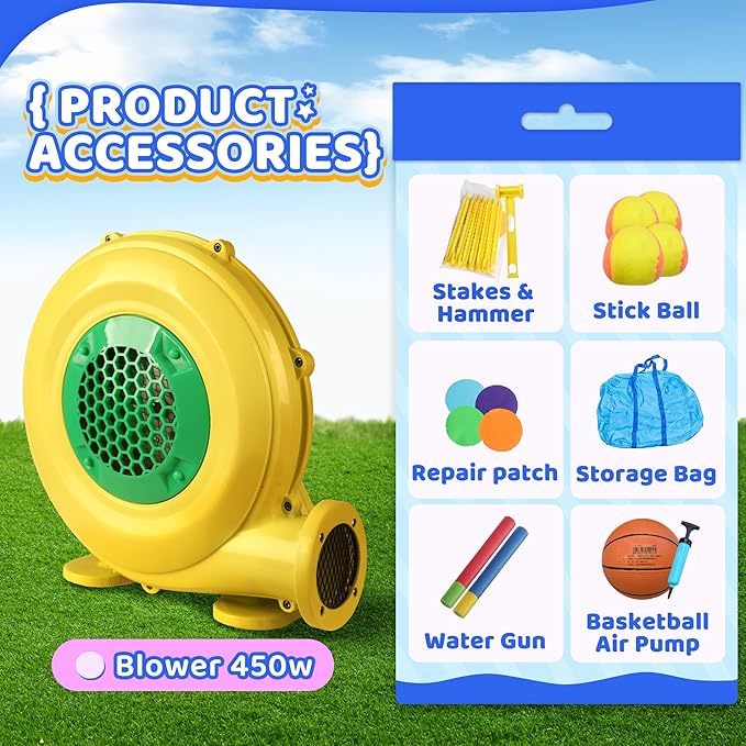 Bounce House Toddler Ball Pit Inflatable Slide Bouncer Jumper Shark Bouncy Castle Park for Kids 2-12 Indoor or Outdoor, Wet and Dry