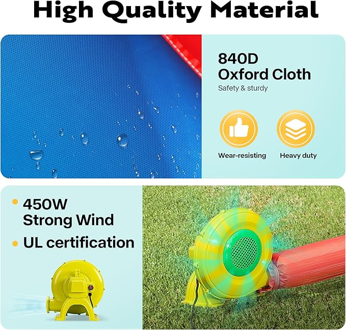 VIVOHOME 6 in 1 Bounce House for Kids, Big Swimming Pool Bouncy Castle with Slide, 15x14 FT Inflated Bouncer for Outdoor with Blower, Basketball, Climb, Srinkler, Water Pool, Water Gun