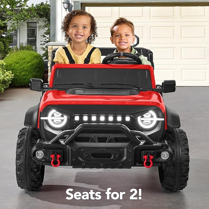 Best Choice Products Kids 24V 2-Seater Electric Ride On Car Truck w/ 132lb Weight Capacity, Parent Control, Bluetooth, LED Lights - Red