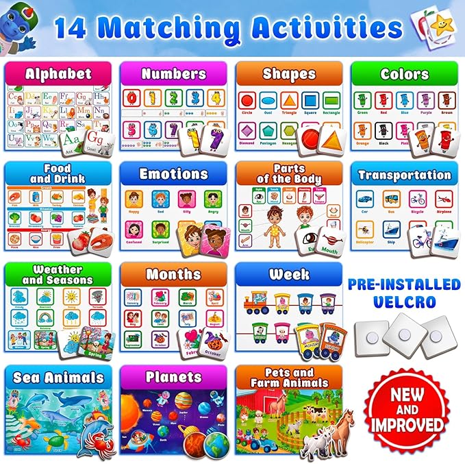 Curious 2 Learn Montessori Busy Book for Toddlers Ages 3-5 – Preassembled Preschool Learning Binder with 28 Activities, Travel Bag & 8 Markers – Educational Toy & Gift for 3 Year Old Boys (Blue)