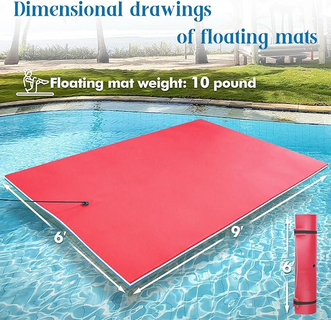 Lily Pad Floating Mat, 7/9/12/18 FT Floating Mat, Pool Float for Water Recreation, Floating Water Mat, 3-Layer Tear-Resistant XPE Foam for Boat, Beach, Ocean, Pool,Lake