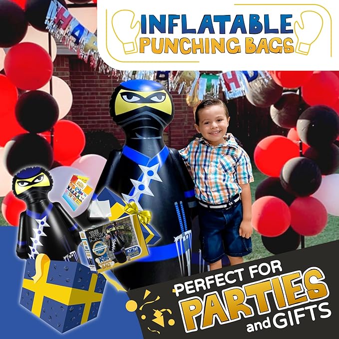 INFLATABLE DUDES Ninja Toy 47 Inches -Kids Punching Bag | Already Filled with Sand| Bop Bag | Inflatable Bopper | Boxing | Ninja Birthday Party | Party Decorations | Punching Bag for Kids- (Nobi)