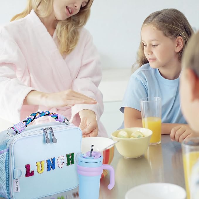 Lunch Bag Kids,Insulated Lunch Bag for Boys with Shoulder Strap,Easy Holds Lunch Box,Snacks and Water Bottle Together,Keep Foods Fresh in School or Picnic (Blue)