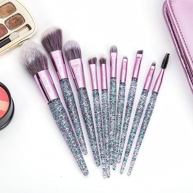 Glitter Makeup Brushes Set with Case, Vegan Makeup Brush Set Professional, Colorful Cosmetic Brushes Makeup Set, Make up Brush Vegan, Make up Brushes Set Professional, Makeup Brush Set Vegan