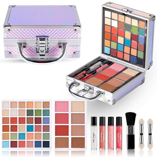 Hot Sugar Girls Makeup Kit Age 4-6 7-8 10-12, Little Girl Makeup Set, Makeup Kit for Teenagers 13-15 Includes Eyeshadow Lip Gloss Blush Highlighter Bronzer Brush (Mermaid)