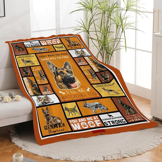 German Shepherd Throw Blanket German Shepherd Puppy Stuff Gifts for Dog Lover Kids Girls Boys Adults Women Men Soft Cozy Warm Plush Fluffy Fuzzy Fleece Blanket Decor 60''X80''