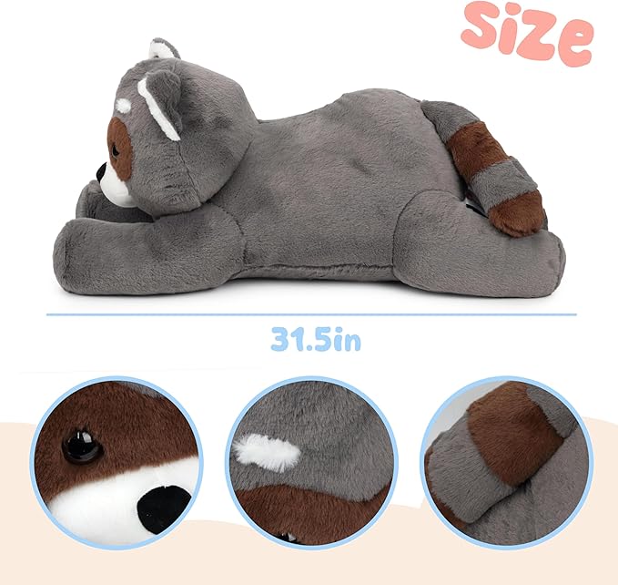 31.5" Large Raccoon Stuffed Animal, Giant Soft Plush Fluffy Raccoon Toy Birthday Holiday Party Gifts for Kids Girls Boys