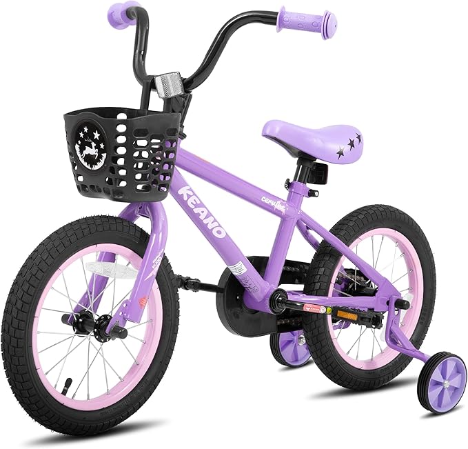 KEANO Cervine 14 16 20 Inch Kids Bike for Boys Girls Ages 3-10 Years, 14 16 Inch Toddler BMX Bikes with Training Wheels and Basket, 20 in Children Bicycles with Kickstand