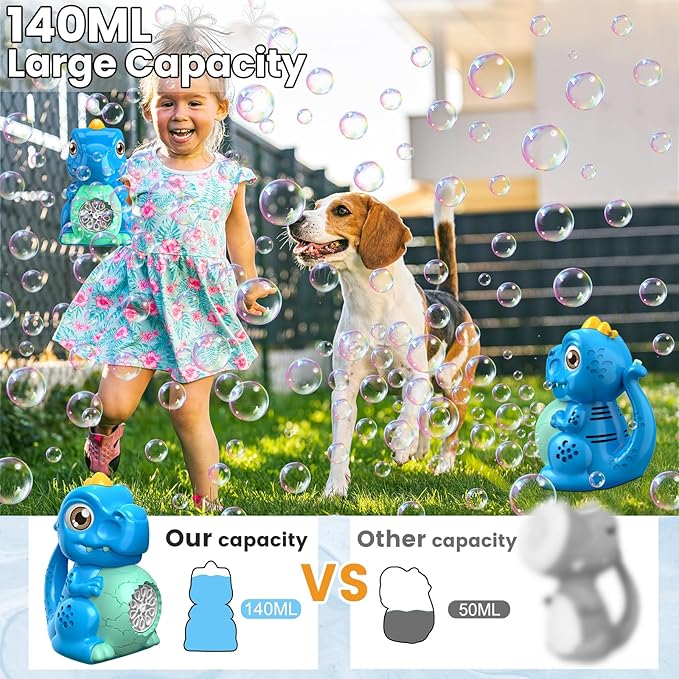 Dinosaur Bubble Machine Toys for Toddlers: Battery-Operated Bubble Maker with Bubble Solution for Kids - Perfect for Outdoor Parties, Yard Fun - Idea Kids Gift for Easter Christmas Birthday